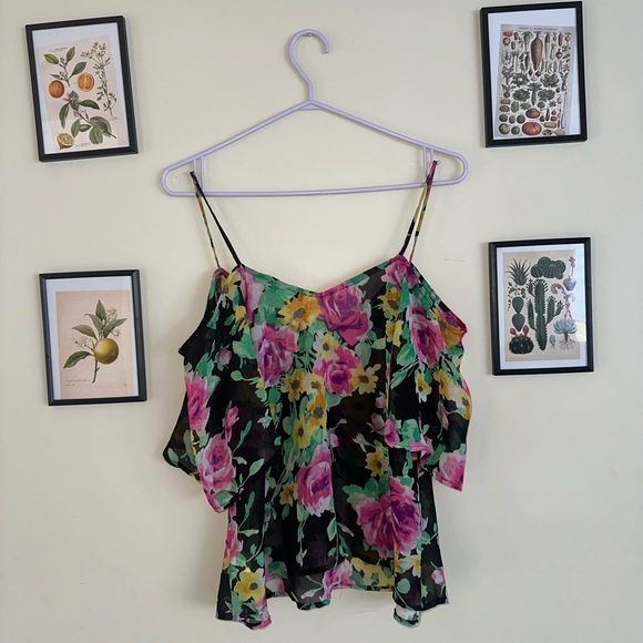 🧚♂️3/25🧚♂️ FLORAL PRINT SHEER TOP - Picture 3 of 4
